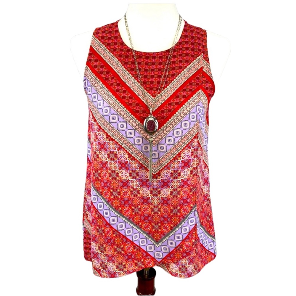 Fourteenth Place Geo V Print Blouse